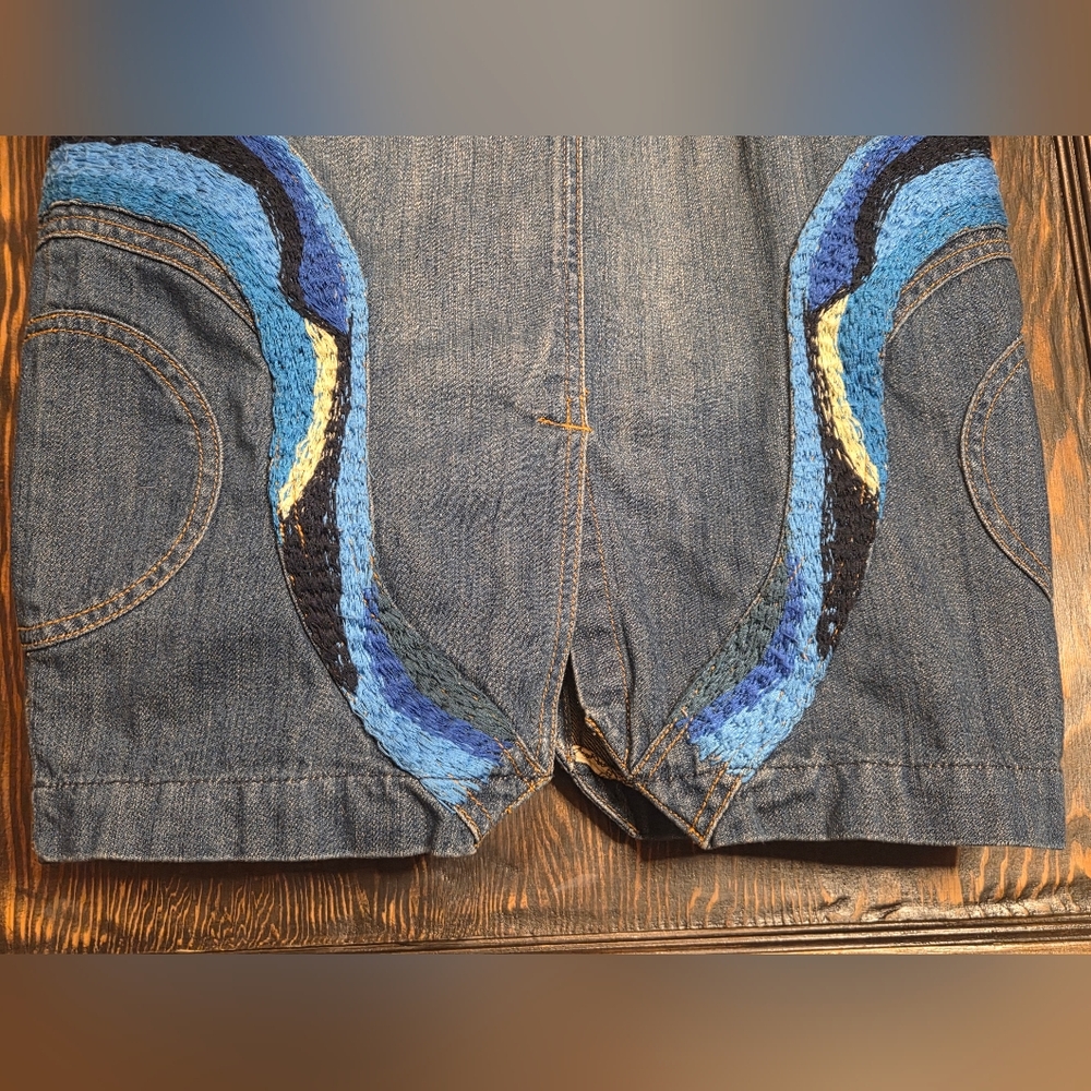 Oilily Blue Denim Pencil Skirt with Colorful Accents - Picture 7 of 15